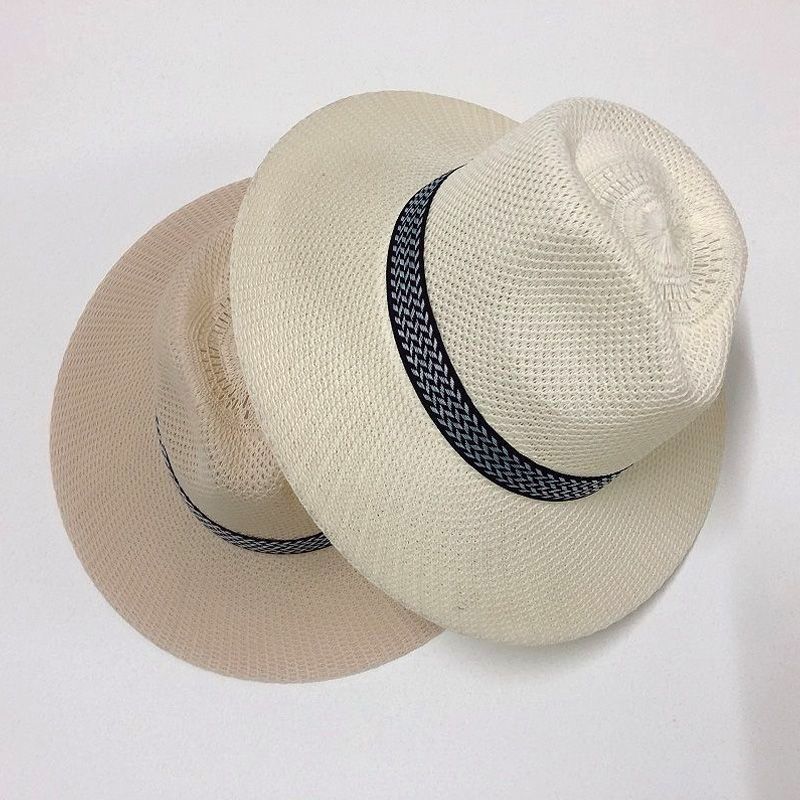 Gorra de pesca Panamá de ala ancha para hombre, transpirable, de paja, con protección UV, informal, para exteriores, de verano, 56-58 cm_voghion.com