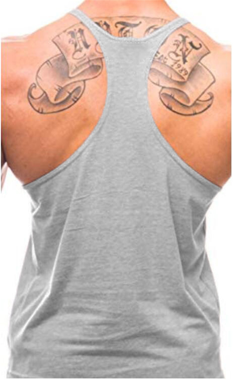 Trendy Summer Muscle Exercise Brother Men's Fitness Tank Top Elastic Pure Cotton Sling Racerback Tank Top_voghion.com
