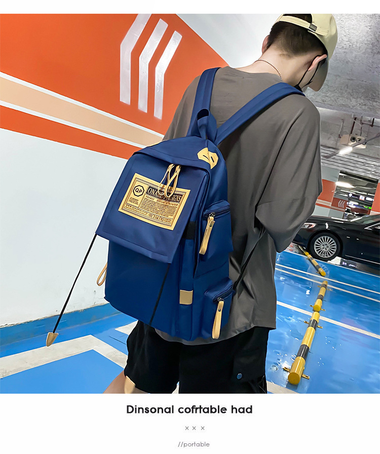 Canvas backpack large capacity travel computer men's backpack couple collegiate style female high school college student school bag_voghion.com