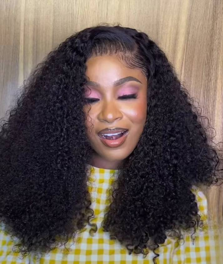 Pixie Curls Raw Human Hair Super Double Drawn Glueless Wig 13x4 Lace Transparent Lace Frontal Human Hair Wigs_voghion.com