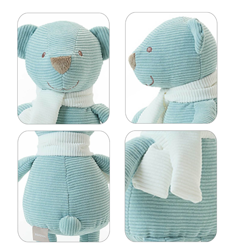 Stuffed Plush Animals Doll Soft Life Blue Corduroy Scarf Bear Doll Baby Soothing Plush Toy No Hair Dropping Spot_voghion.com