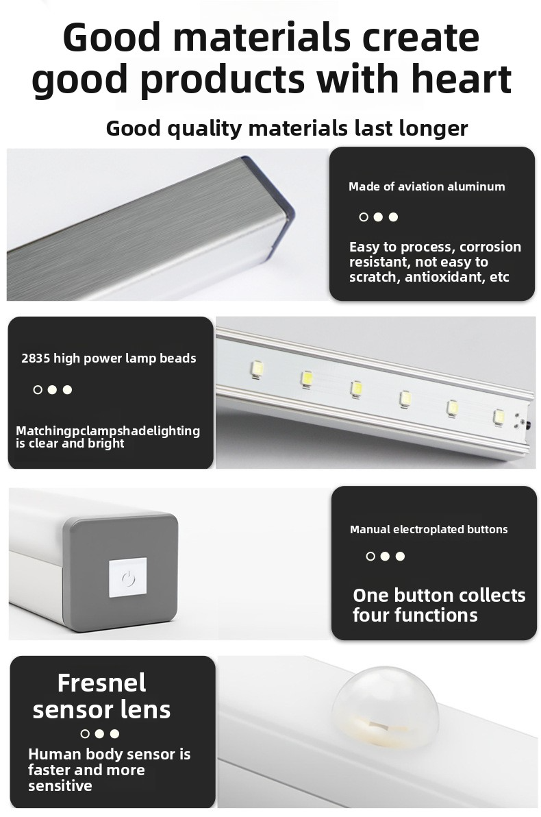 Slimme LED-lamp met bewegingssensor - Magnetisch en zelfklevend multifunctioneel nachtlampje voor in de gang en slaapkamer (automatisch aan/uit, dimbaar, geen bedrading nodig)_voghion.com
