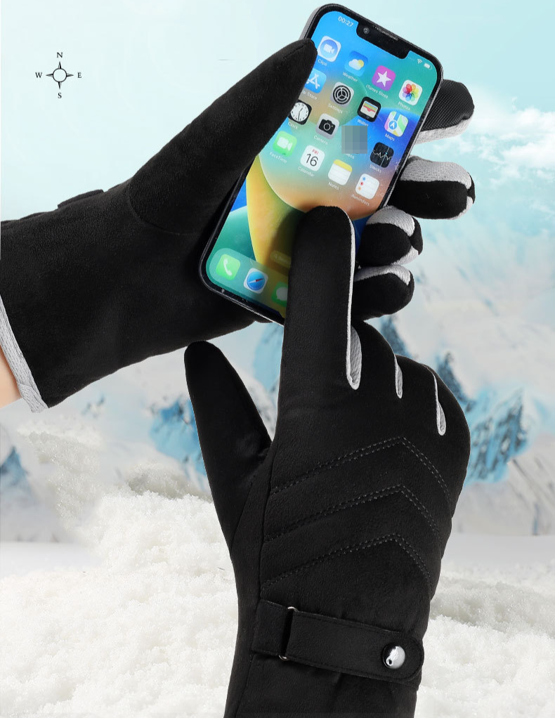 Gants de cyclisme, de conduite et de moto, chauds et résistants au froid, en velours, pour hommes et femmes, en automne et en hiver_voghion.com