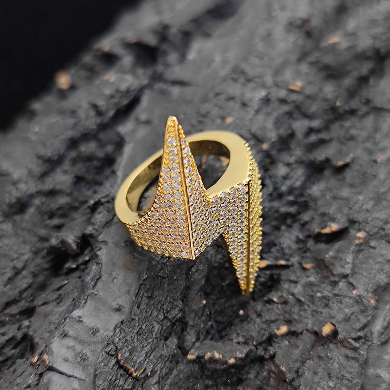 Blitz-Zirkonring für Herren und Damen – Geometrischer Statement-Ring im Hip-Hop-Stil mit Zirkonia-Steinen, Gold- und Silberton, Größen 7–10_voghion.com