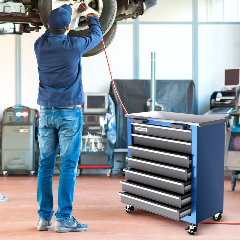 7-Drawer Tool Chest ,Quality Metal With 360° Rubber Wheels,Safe Locking System Can Be Combined With The 5-Drawer_voghion.com