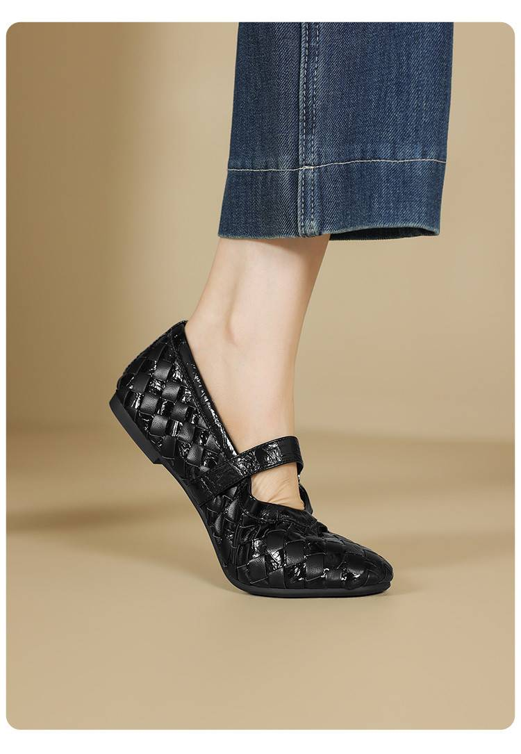 Cameido Mary Jane-Schuhe mit gewebtem Knöchelriemen, Herbst 2025, weiche Sohle und weiches Obermaterial, flache, flache Einzelschuhe, Ballettschuhe_voghion.com
