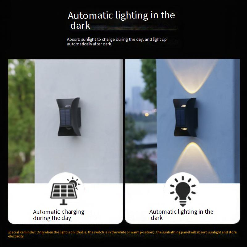 Solar Wall Light Outdoor, Waterproof LED Garden Light With Auto Sensor, Decorative Landscape Lighting For Patio, Yard, Pathway, Villa_voghion.com