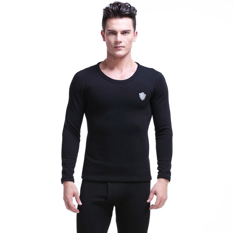 Underwear & Sleepwears Plus Velvet Thickened Men's Thermal Underwear Set Winter Fleece Lined Long Sleeve Round Neck Warm Base Layer Top & Bottom_voghion.com