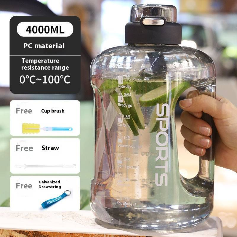 1.6L/2.5L/4L Large Capacity Sports Water Bottle – BPA-Free PC, Leak-Proof, With Carry Handle & Bonus Accessories (Brush, Strap, Straw)_voghion.com