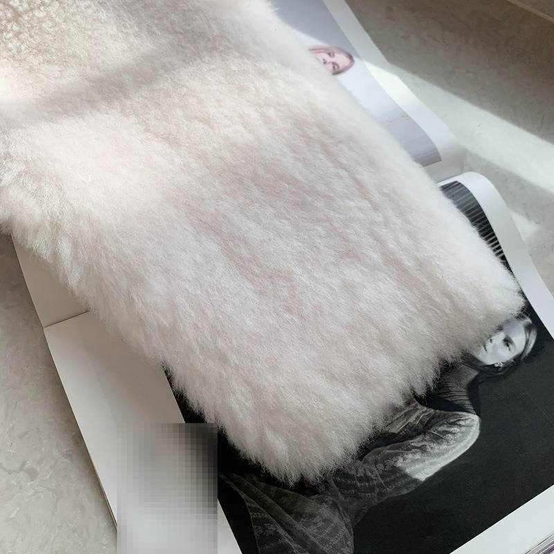 Cappotto di lusso in montone Toca da donna - Giacca lunga foderata in pile di peluche con morbida pelle, elegante e comodo capospalla invernale (bianco, tè al latte, nero)_voghion.com