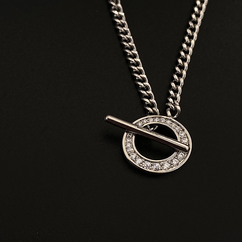 Gorgeous Toggle - Clasp Circular Pendant Necklaces With Sparkling Gemstones, Available In Multiple Color Options For Effortless Elegance_voghion.com