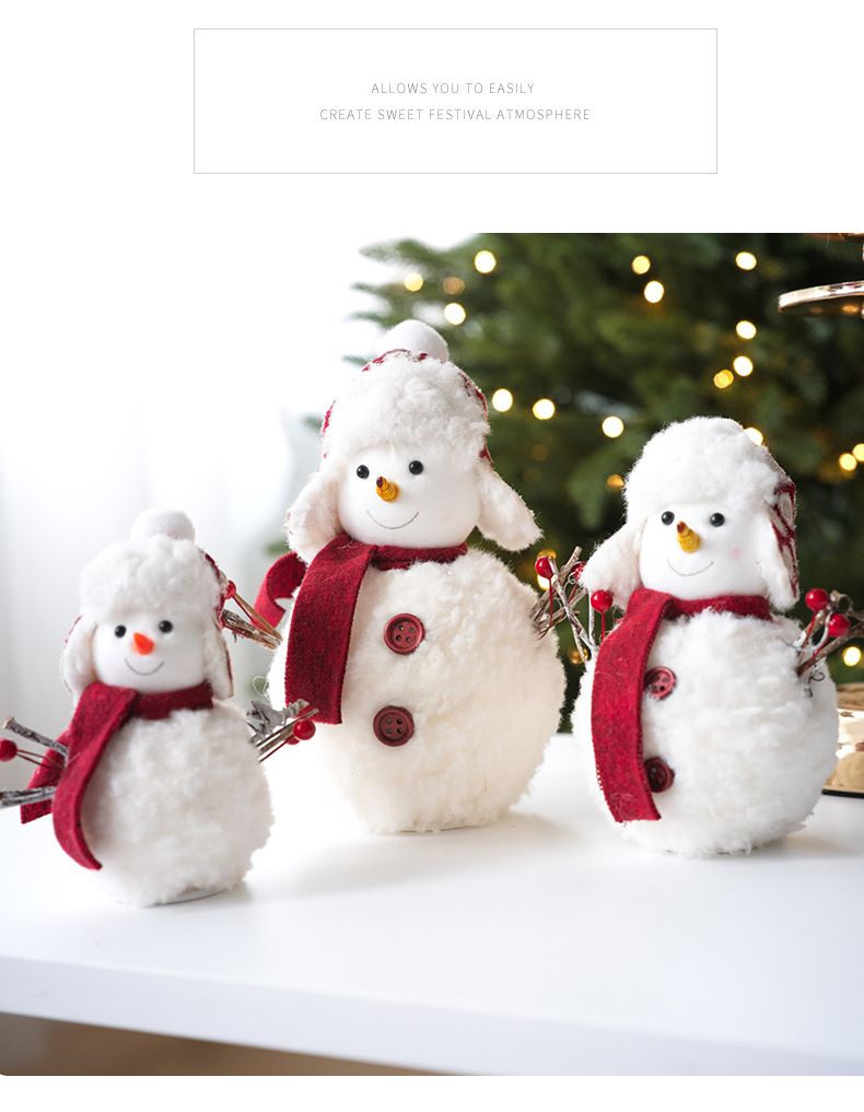 Christmas Soft Knit Snowman Plush Doll - Festive Holiday Decor Cute Ornament For Home Tree & Gift (Large/Medium/Small)_voghion.com
