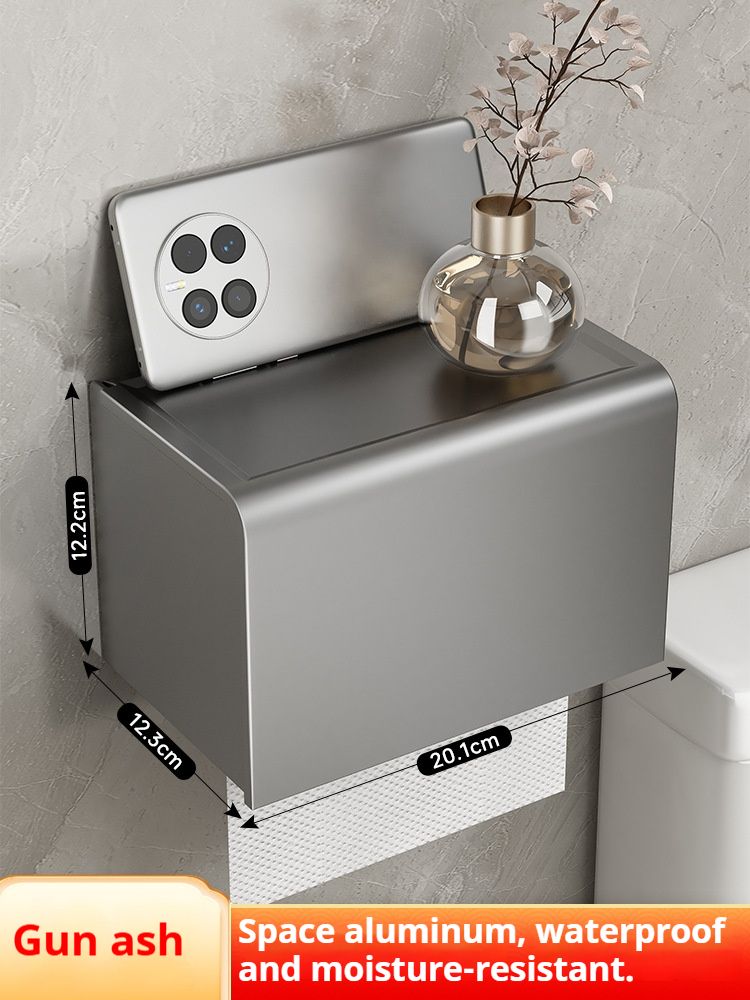 Modern Wall-Mounted Toilet Paper Holder – Rustproof & Waterproof, No-Drill Adhesive Mounting, Space-Saving Bathroom Organizer_voghion.com