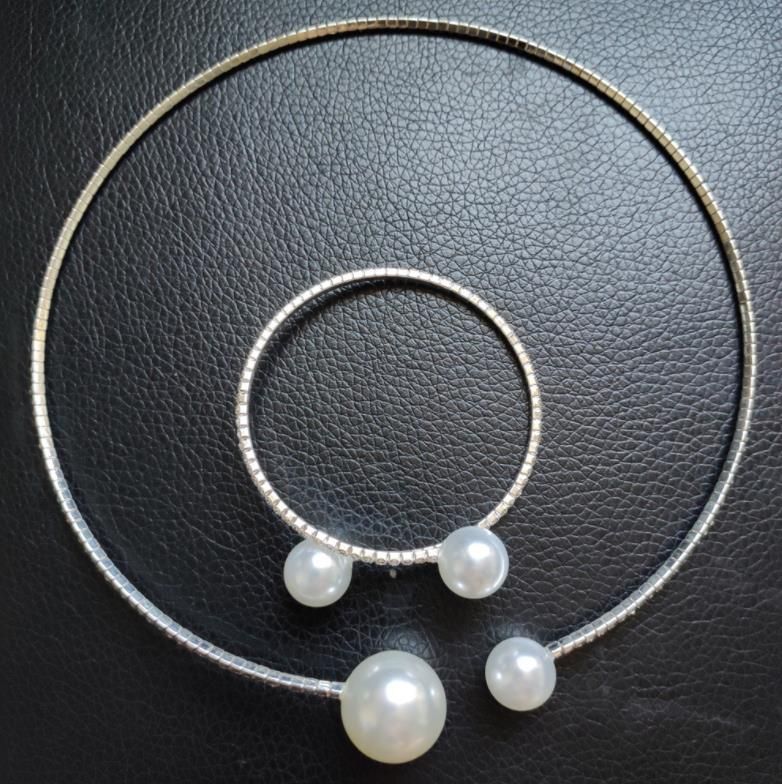 Europa und Amerika Frauen Trendy Fashion Simulierte Perle und Kristall Diamant Verstellbare Halsketten und Armbänder Schmuck-Sets Braut Hochzeit Zubehör_voghion.com