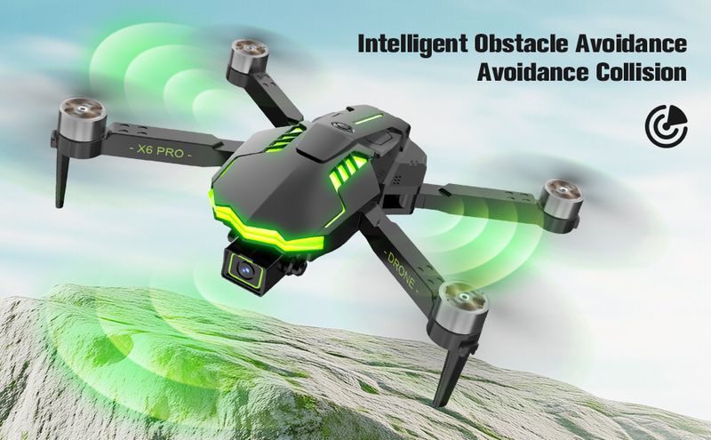 X6 PRO Drone, HD Dual Cameras, Dual Batteries, APP WIFI-FPV, One-key Takeoff, 360° Roll, Intelligent Obstacle Avoidance, Gifts For Boys And Girls_voghion.com