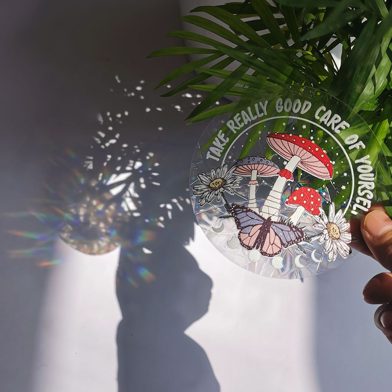 RPS053-126 Sunshine Catcher Farverig Suncatcher Rainbow Prisme Statisk Glas Stick PVC Anti Collision Stick_voghion.com
