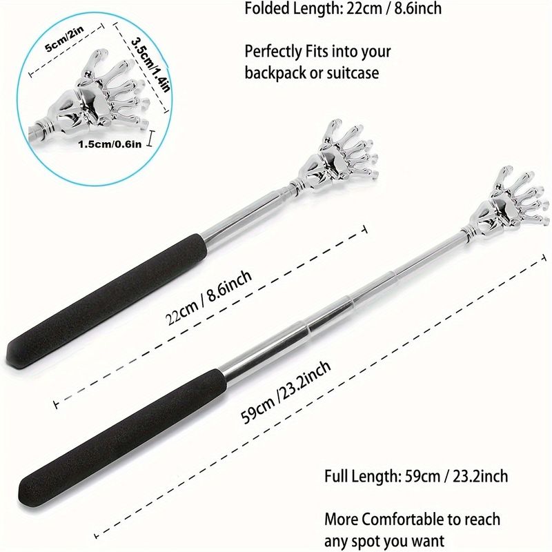 Portable Extendable Back Scratcher Stainless Steel Telescoping Back Scratcher For Both Human And Pets Extendable Back Massager_voghion.com