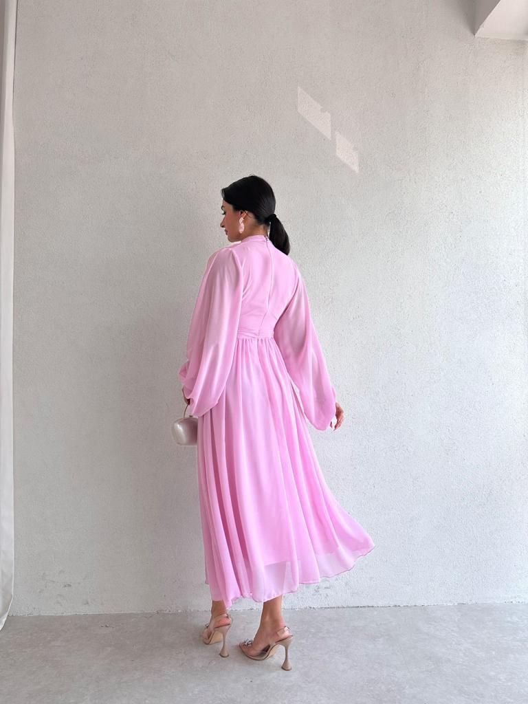 Damenbekleidung Neue Produkte Temperament Halber Rollkragen Reißverschluss Langarm Plissee Swing Mittellanges Feenkleid für Damen_voghion.com