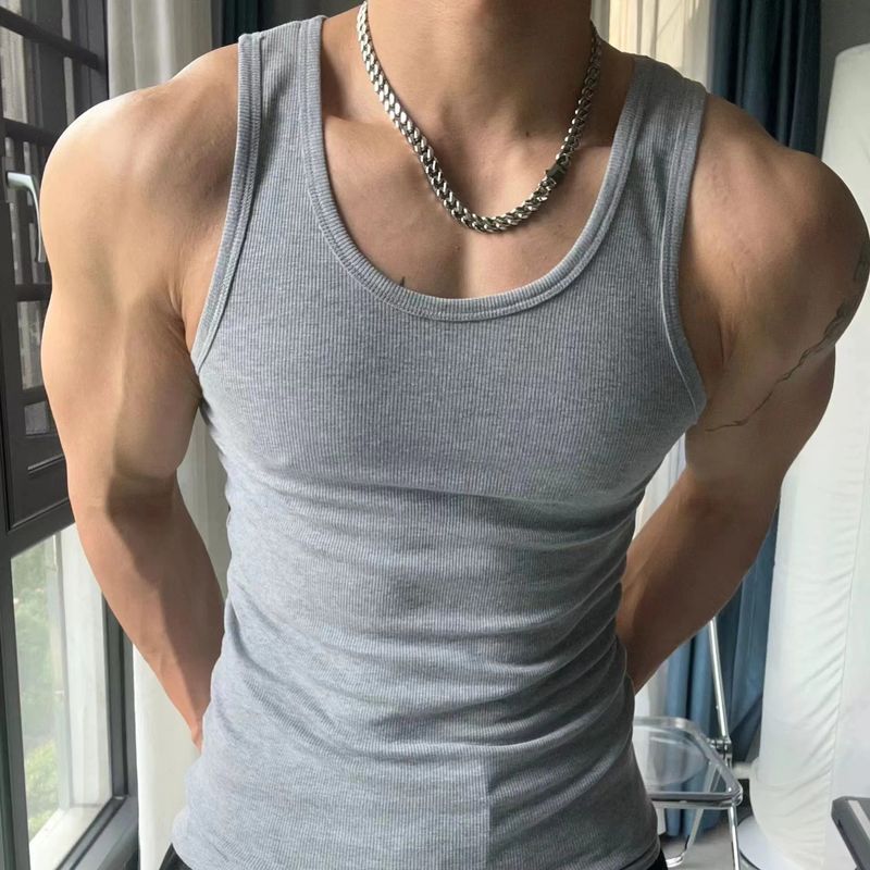 Men's Clothing Shaped Vest For Summer Men's Sports Fitness Thick Thread Men's Sleeveless Training Elastic Slim Sweat_voghion.com