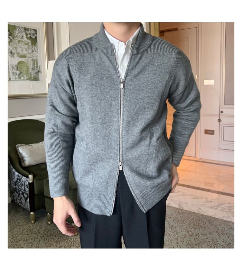 Autumn Winter New Sweater Knitwear Men's Cardigan Jacket Warm Slim Fit Business Solid Color_voghion.com