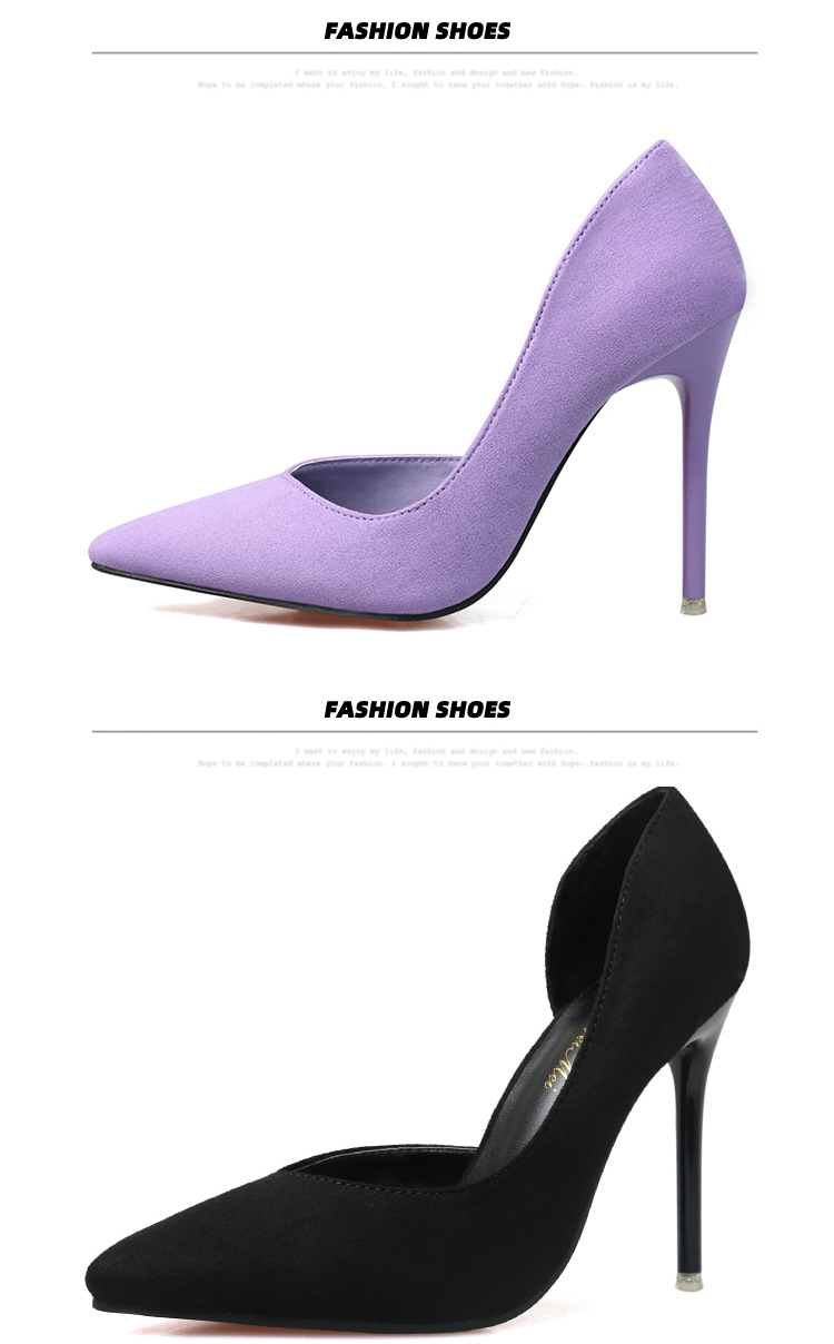 8915-3 Korean version fashionable and minimalist slim high heeled suede for slimming effect, shallow mouthed pointed_voghion.com