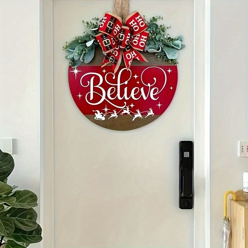 Grenzüberschreitende Weihnachts-Holzschild-Anhänger für Gartenhof, Tor, Hintergrund, Wanddekoration, Fenster, Wandbehang, neuer Weihnachtskranz_voghion.com