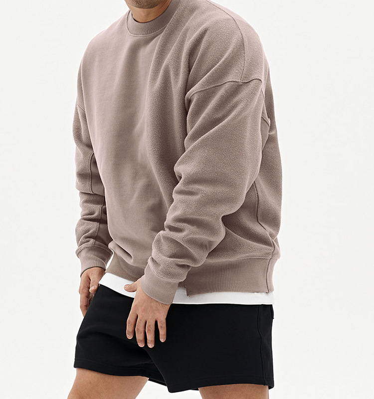 Übergroßes Sweatshirt mit überschnittenen Schultern für Herren – Weicher Baumwollpullover für Herbst und Winter – Einfarbige, lässige Alternative zum Kapuzenpullover mit lockerer Passform_voghion.com