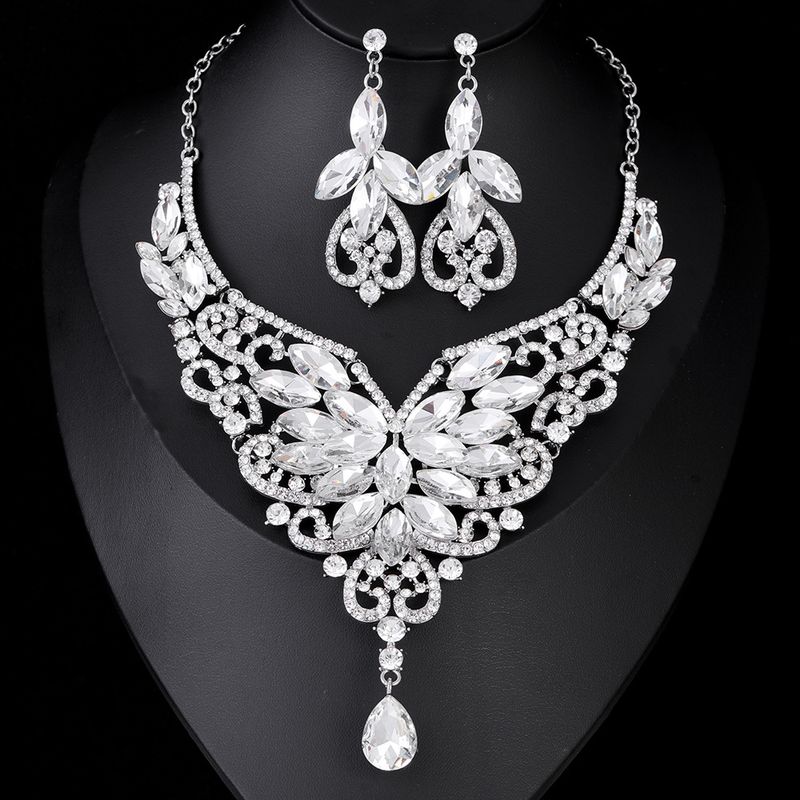 Jewelry Exaggerated Necklace Set, Women's Luxury Crystal Banquet Dress Accessories, Collarbone Chain_voghion.com