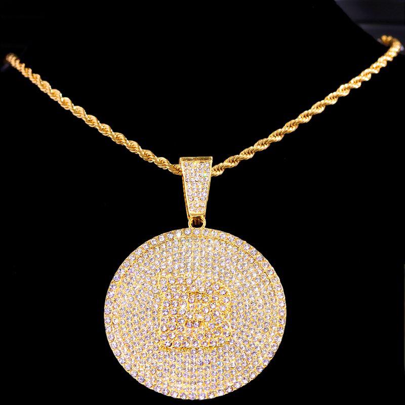 Κολιέ Iced Out 14 χιλιοστών με κουβανικά γράμματα για γυναίκες, στρογγυλά αρχικά, κολιέ ονόματος, αλυσίδα Hip-hop, δώρα για ζευγάρια_voghion.com