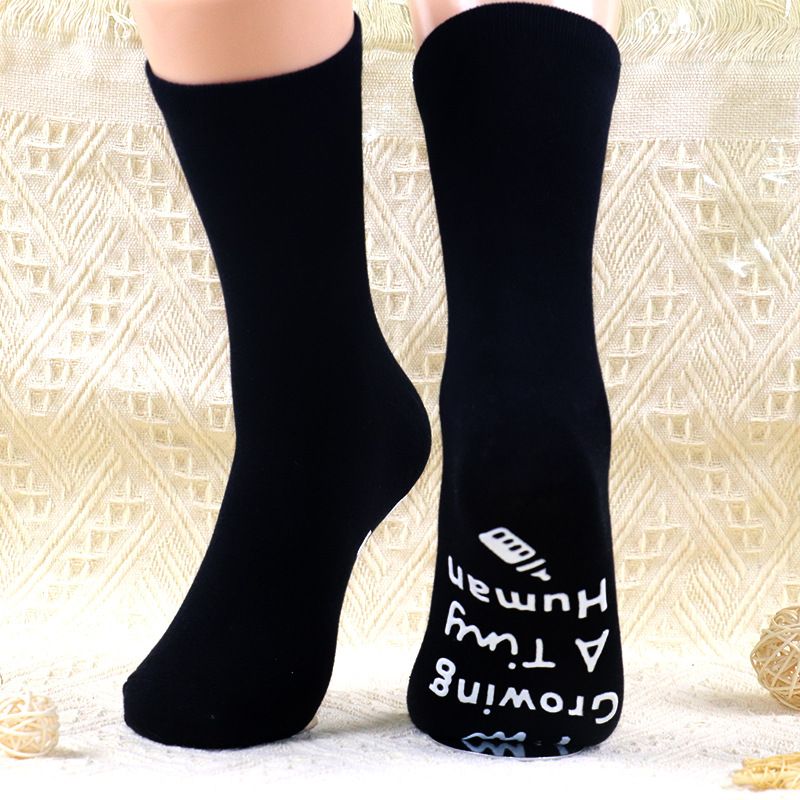 Mittelhohe Socken mit Buchstabensohle, rutschfeste selbstklebende Bodensocken, lässige Sportsocken_voghion.com