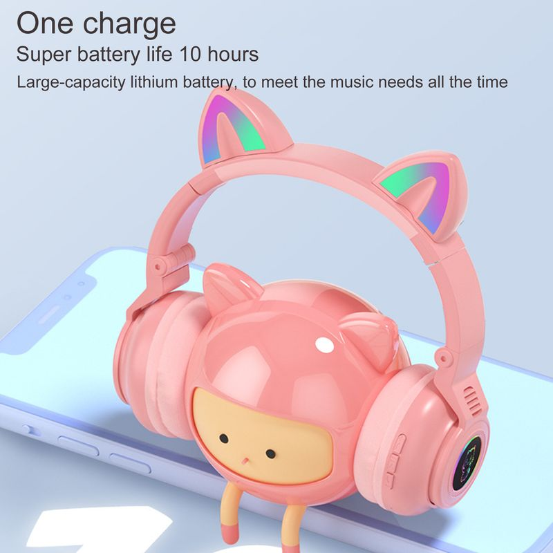 S26 hoofdtelefoon Bluetooth-compatibele 5.0 lichtgevende kattenoorvorm draadloze hoofdtelefoon voor telefoon_voghion.com
