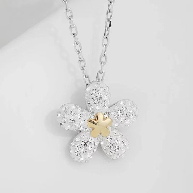 Naszyjnik Tough Flower Small Flower z żeńskim elementem kryształowym i łańcuszkiem na obojczyk_voghion.com