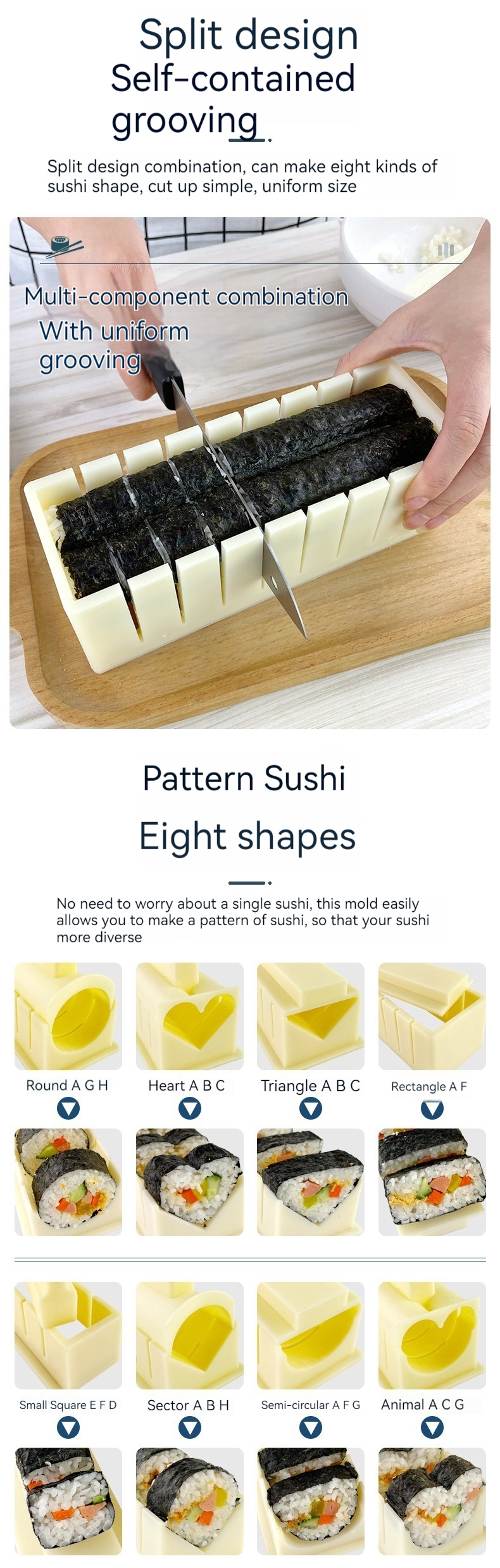 Multi-vormige sushi-vorm gereedschapsset plastic set_voghion.com