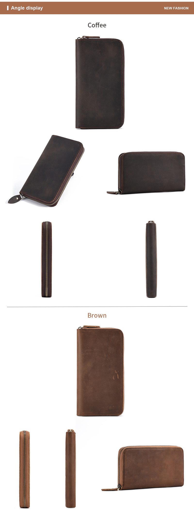 Business Retro lange RFID-Clutch mit großem Fassungsvermögen Herren-Geldscheinklammer aus Leder für Herren_voghion.com
