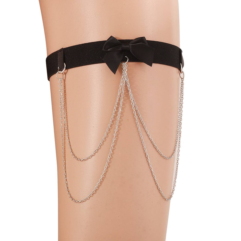 Nightclub sexy moda gamba anello elastico fiocco catena frange gamba catena cavigliera donna_voghion.com
