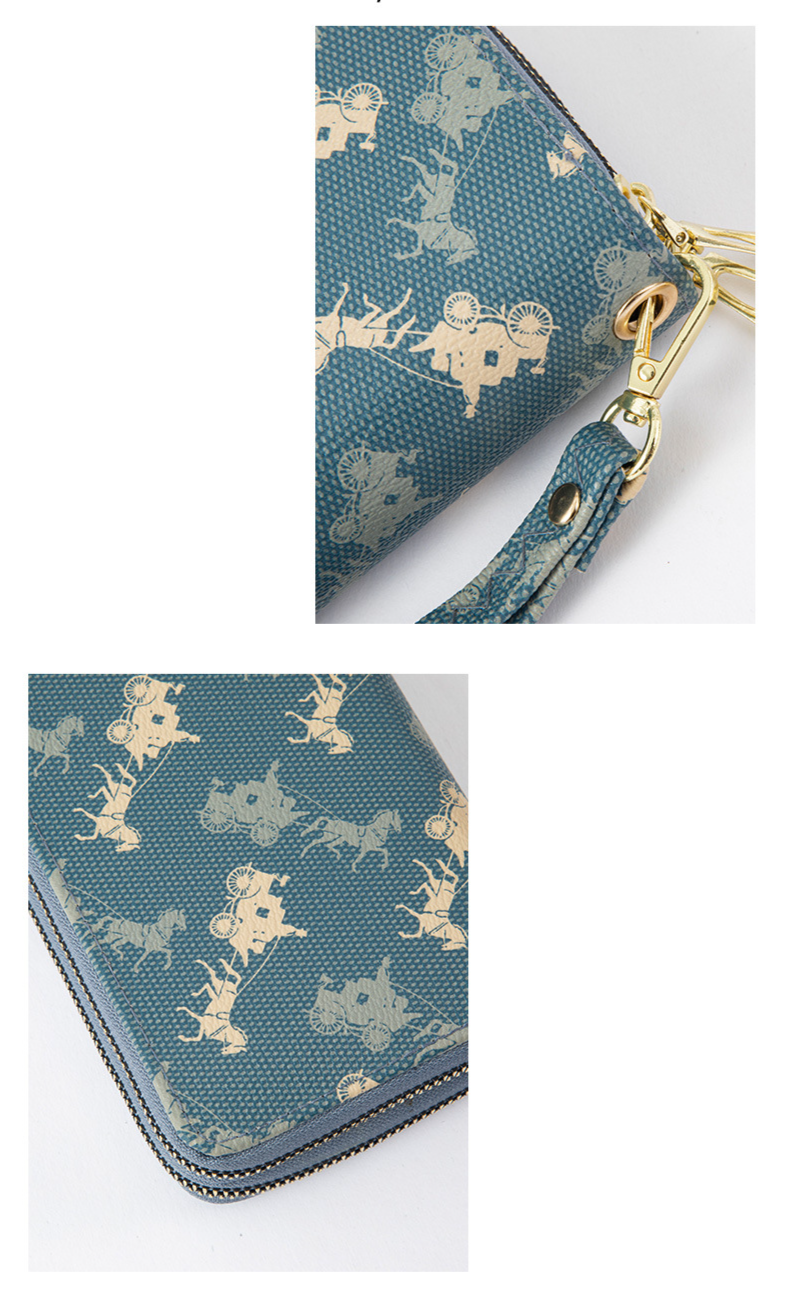 Portfel damski z podwójnym zamkiem błyskawicznym, długi, duża pojemność, dwuwarstwowy portfel, drukowana kopertówka, torba na telefon komórkowy_voghion.com