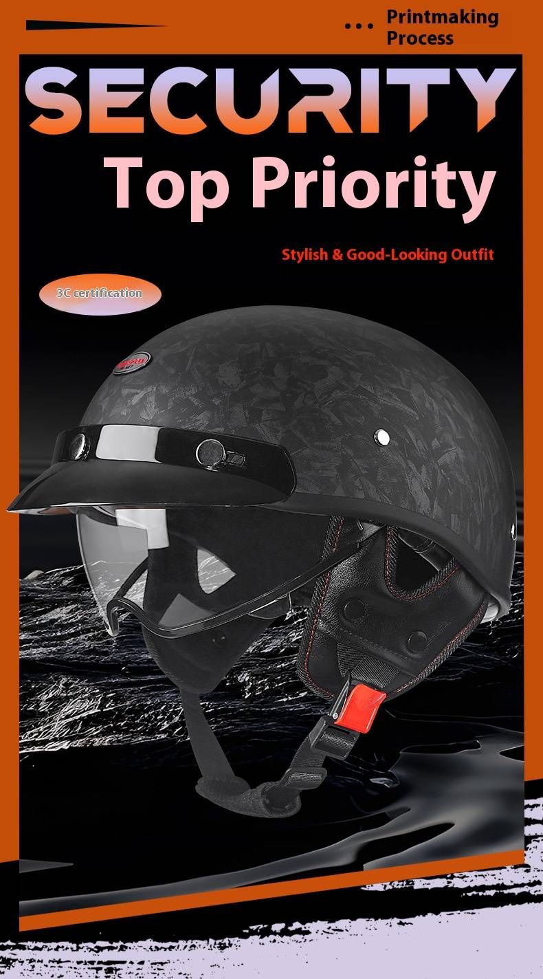 3C-zertifizierter Vintage-Motorrad-Halbhelm – Offener Helm mit innerer Sonnenblende und mehreren Linsenoptionen (geschmiedete, Graffiti- und blaue Totenkopf-Designs)_voghion.com