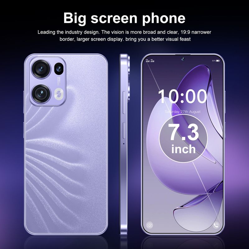 Smartphone Reno13 Pro con cámara trasera dual (8MP+16MP), gran pantalla de 7,3 pulgadas y Android 8.1_voghion.com