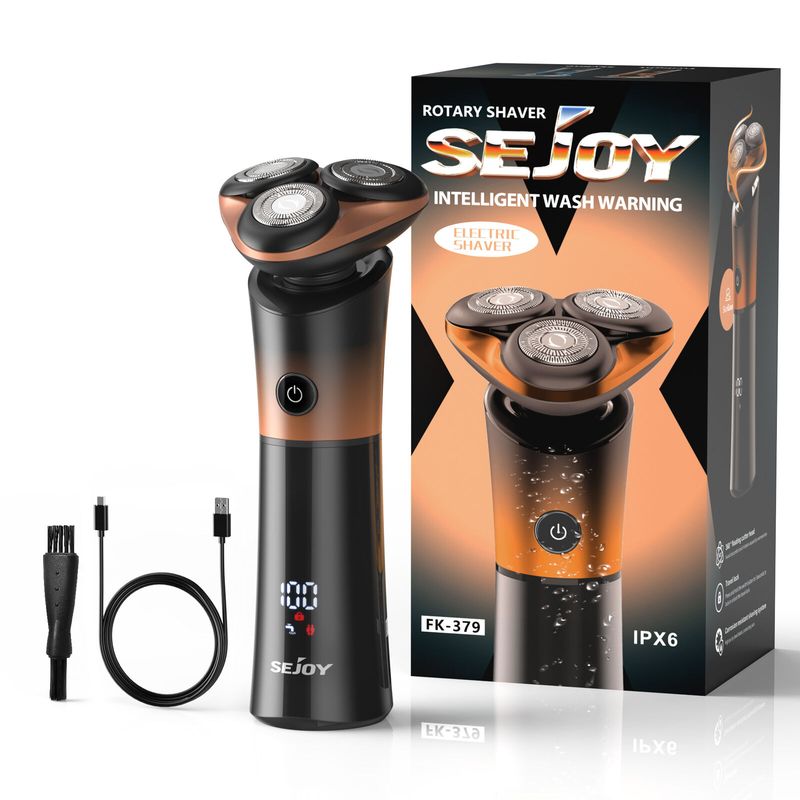 SEJOY Elektrorasierer für Männer, Nass- und Trockenrasierer, kabelloser Rotationsrasierer, Bartschneider_voghion.com
