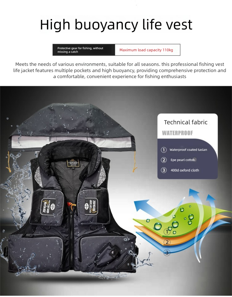 Jiaruist Sea Life Jacket Multi-Pocket Multi-Function Detachable Surfing Swimming Rock Fishing Buoyancy Vest Waistcoat_voghion.com