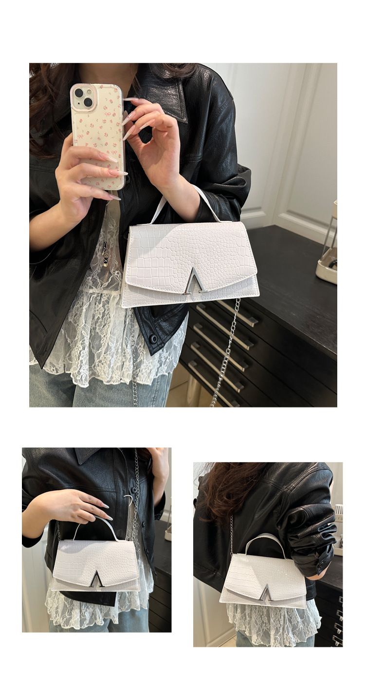Elegante borsa da sera con tracolla a catena - Versatile borsa a tracolla e a spalla per donna, design minimalista in nero/bianco/marrone/oro/argento_voghion.com