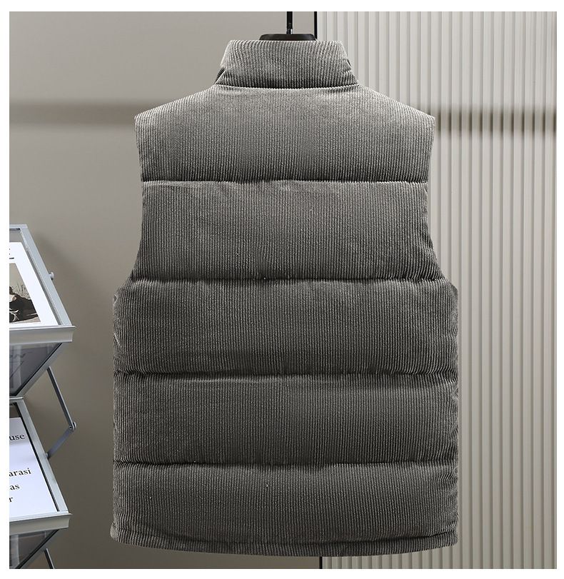 Trendy Corduroy Puffer Vest For Men – Slim-Fit Zip-Up Hooded Design(S-5XL) – Winter Streetwear Essential In Black/Grey/Yellow/White_voghion.com