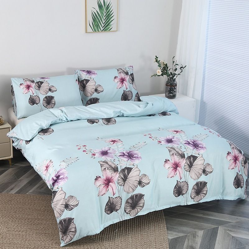 Conjunto de capa de edredom de algodão escovado de luxo estampado - roupa de cama macia tamanho casal/queen/king size para casa e dormitório universitário_voghion.com