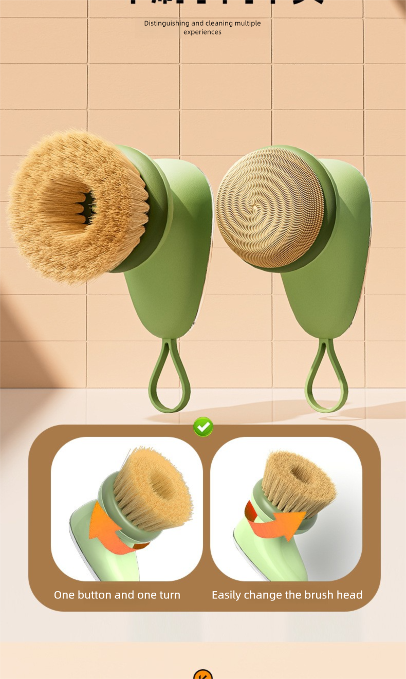 Automatic Liquid-Dispensing Dish For Pots, Kitchen Household Scrubber, Lazy Press-Type Non-Damaging Pot Cleaning Brush_voghion.com