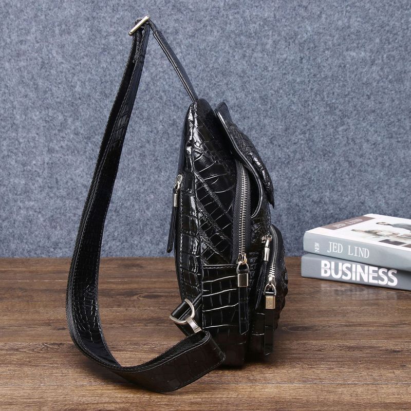 Krokodilknochenmuster Herren-Brusttasche Krokodilkrallen-Brusttasche Upgraded Edition Diagonale Umhängetasche_voghion.com