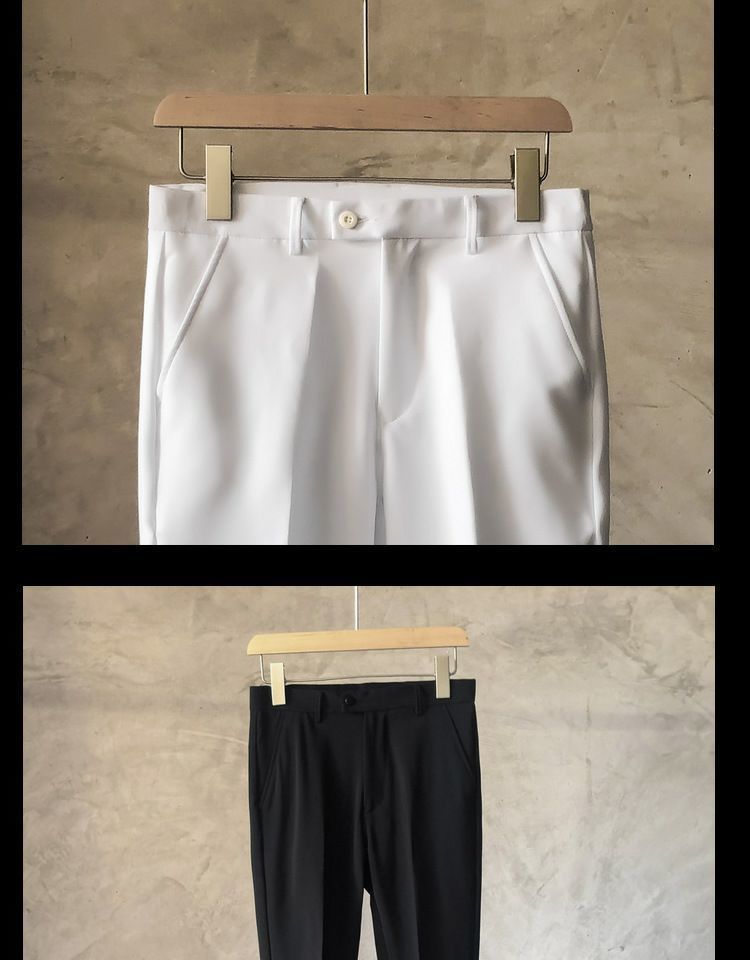 Herren-Chinohose für kleine Männer – bequeme Stretch-Business-Casual-Hose mit Gürtel – schmale, knöchellange Anzughose für den Alltag im Büro_voghion.com