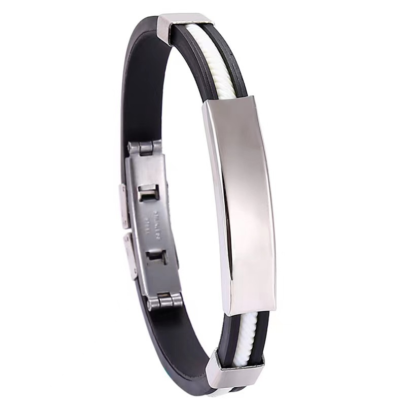 Bracciale in silicone da uomo in titanio inciso fai da te da 2 pezzi, bracciale in acciaio inossidabile a stella_voghion.com