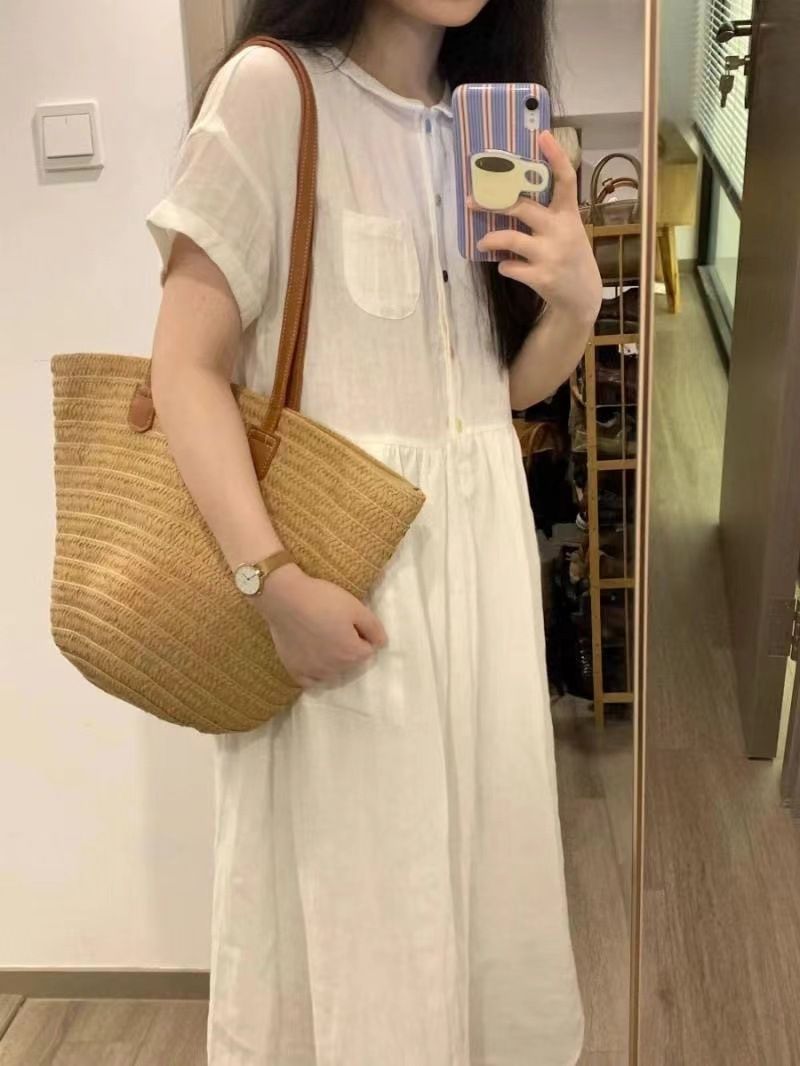 2024 New Woven Straw for Vacation Versatile, Large Capacity Single Shoulder Beach Bag, Commuter Tote Bag_voghion.com