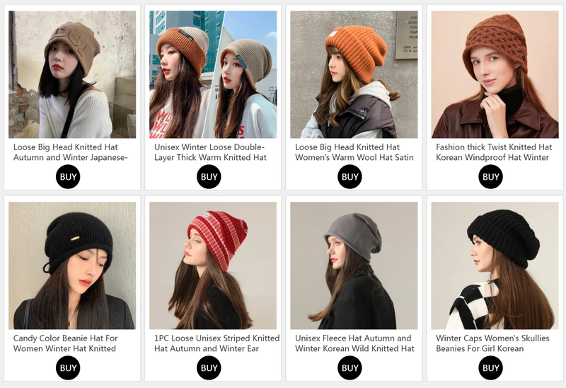 Winter Knitted Women's Hats Lock Temperature Warm Unisex Caps Skin-friendly Soft Big Head Woolen Beanie Clothing_voghion.com