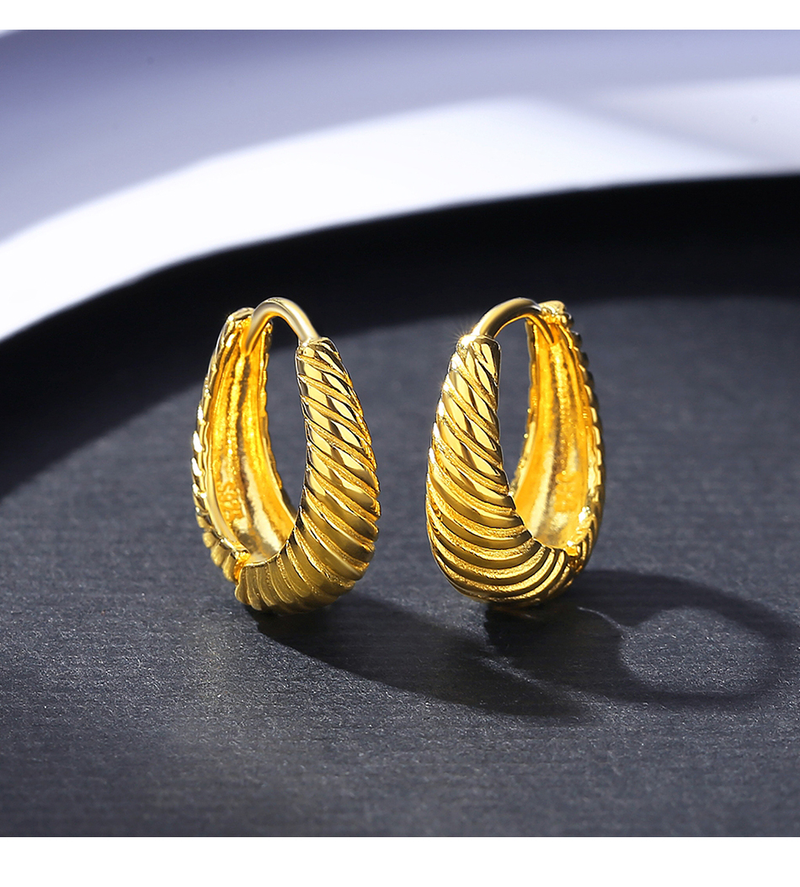 Orecchini a cerchio intrecciati Orecchini a clip geometrici con goccia d'acqua in argento sterling per donne Colore oro fine_voghion.com